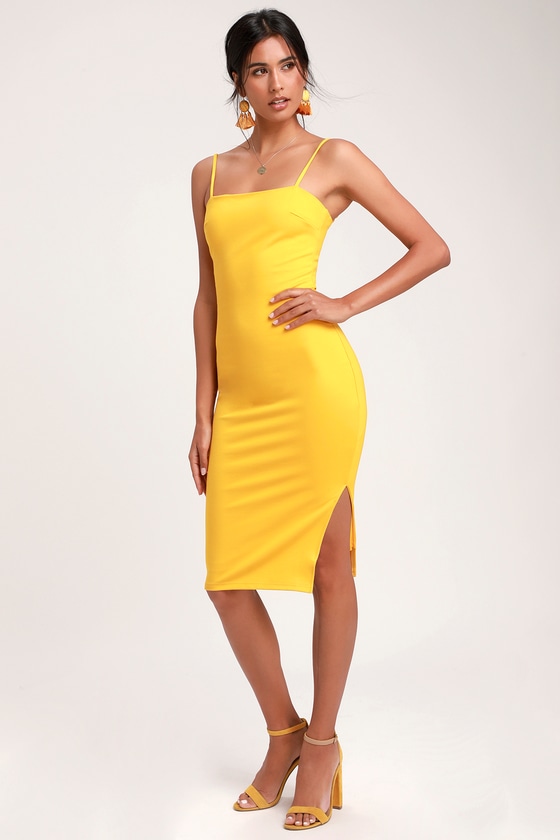 Sexy Yellow Dress - Bodycon Dress ...